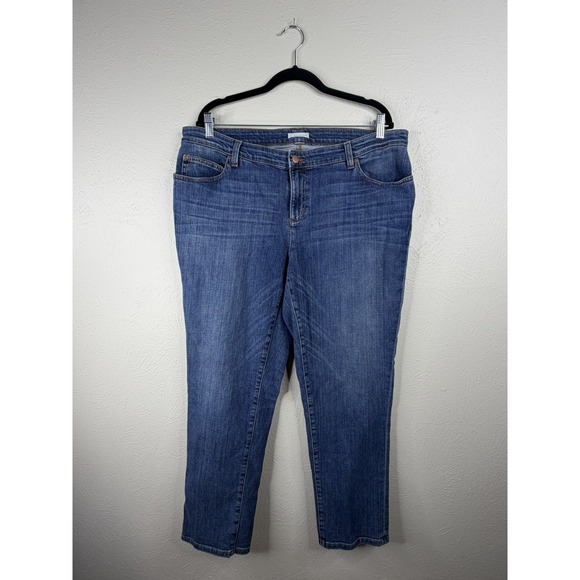 Eileen Fisher Denim - Eileen Fisher Woman 16W Blue Organic Cotton Tapered Leg Jeans Medium Wash Denim